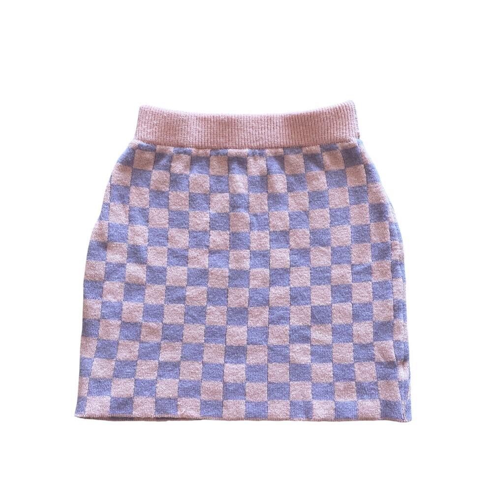 Mimosa sweater skirt sz‎ M checkered mini skater girl comic con festival